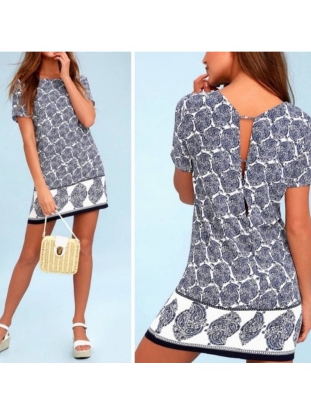 Lulu's Paisley Short Sleeve Shift Dress
